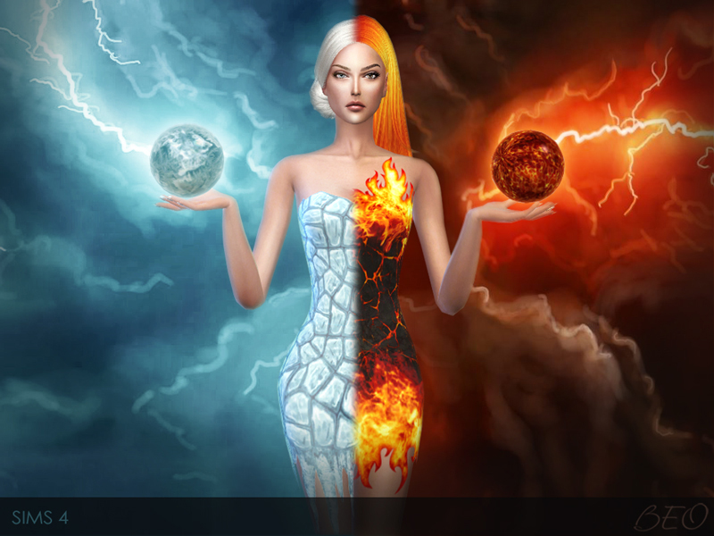 Flame and Ice dresses for The Sims 4 by BEO